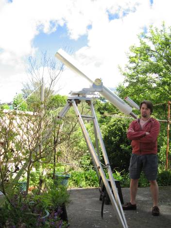 Vaughn and the Refractor in the back garden.